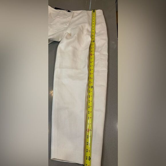 BRAND NEW WITH TAG! Lafayette 148 New York Cream Raffia Linen Women Pants Size 4 - Picture 5 of 10